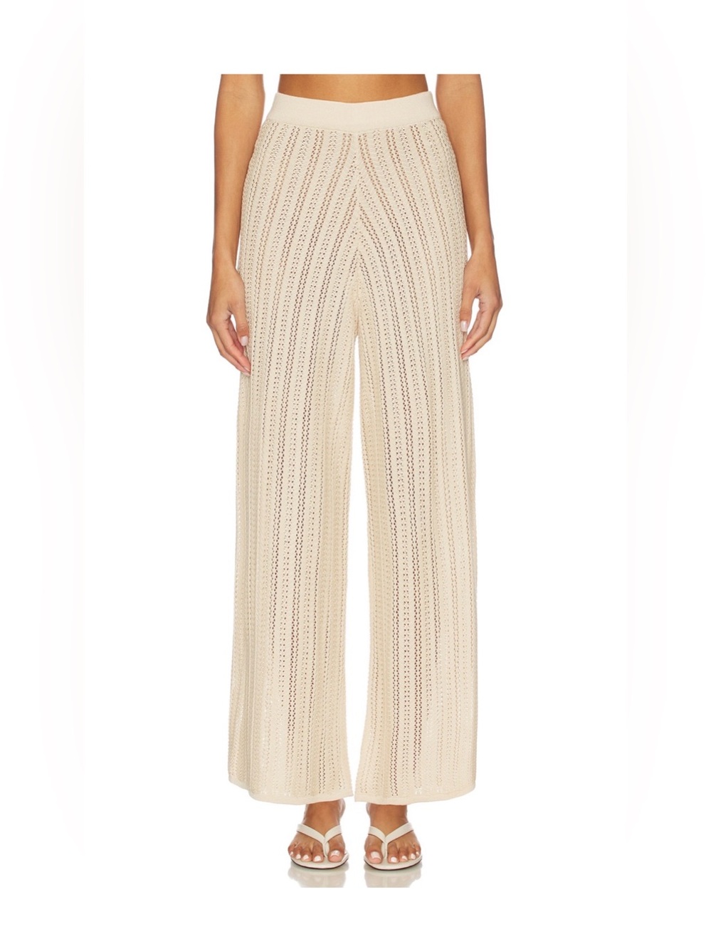 Baobab Collection Clarisse Ivory Crochet Wide-Leg Pants